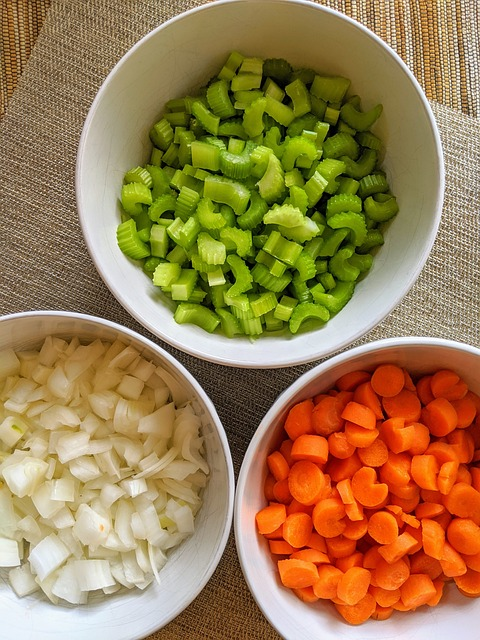 vegetables, mirepoix, food prep