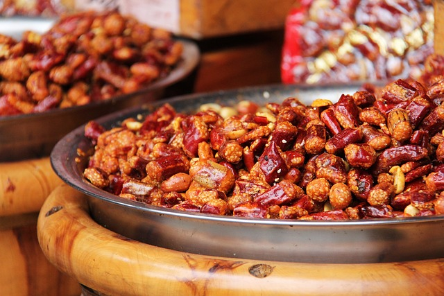 spicy, fried peanuts, dry chili