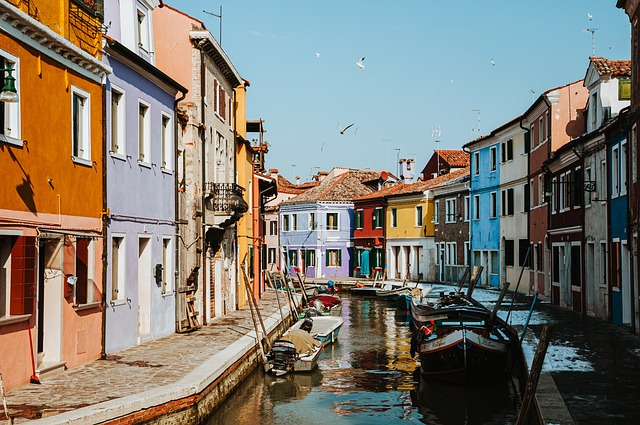 colorful, houses, canal
